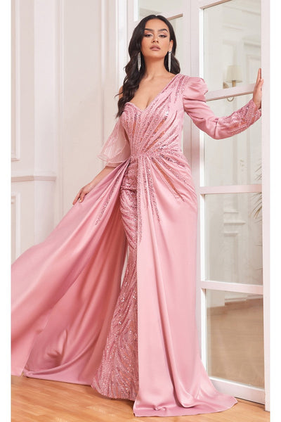 High Couture NR2290 Overskirt Long Floral Formal Evening Fitted Dress