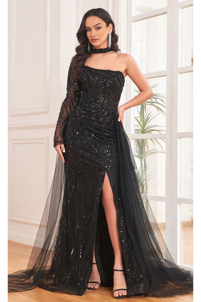 Formal Dresses Long Slit Formal Fitted Sequin Evening Dress Black