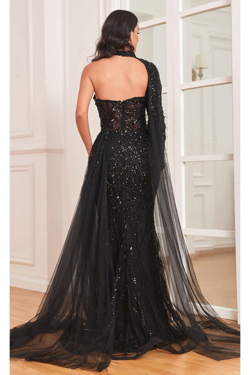 High Couture NR2292 Long Slit Formal Fitted Sequin Evening Dress
