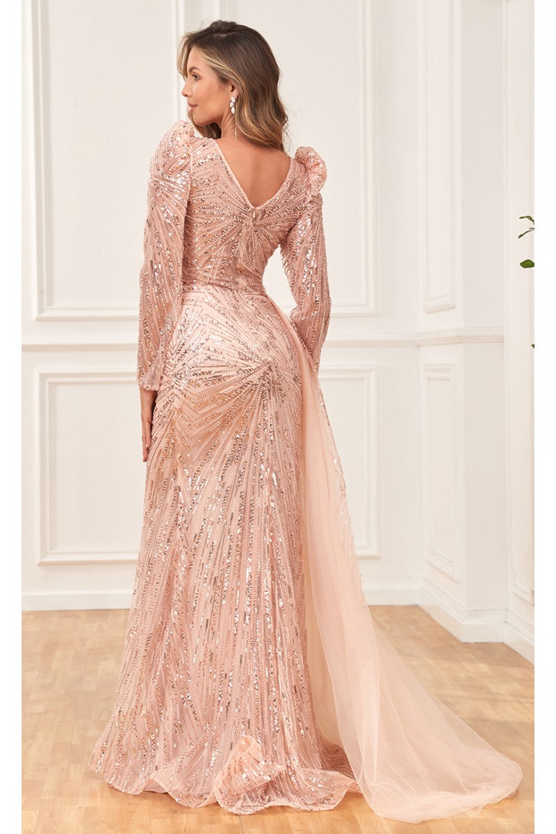 High Couture NR2293 Fitted Long Formal Slit Evening Dress