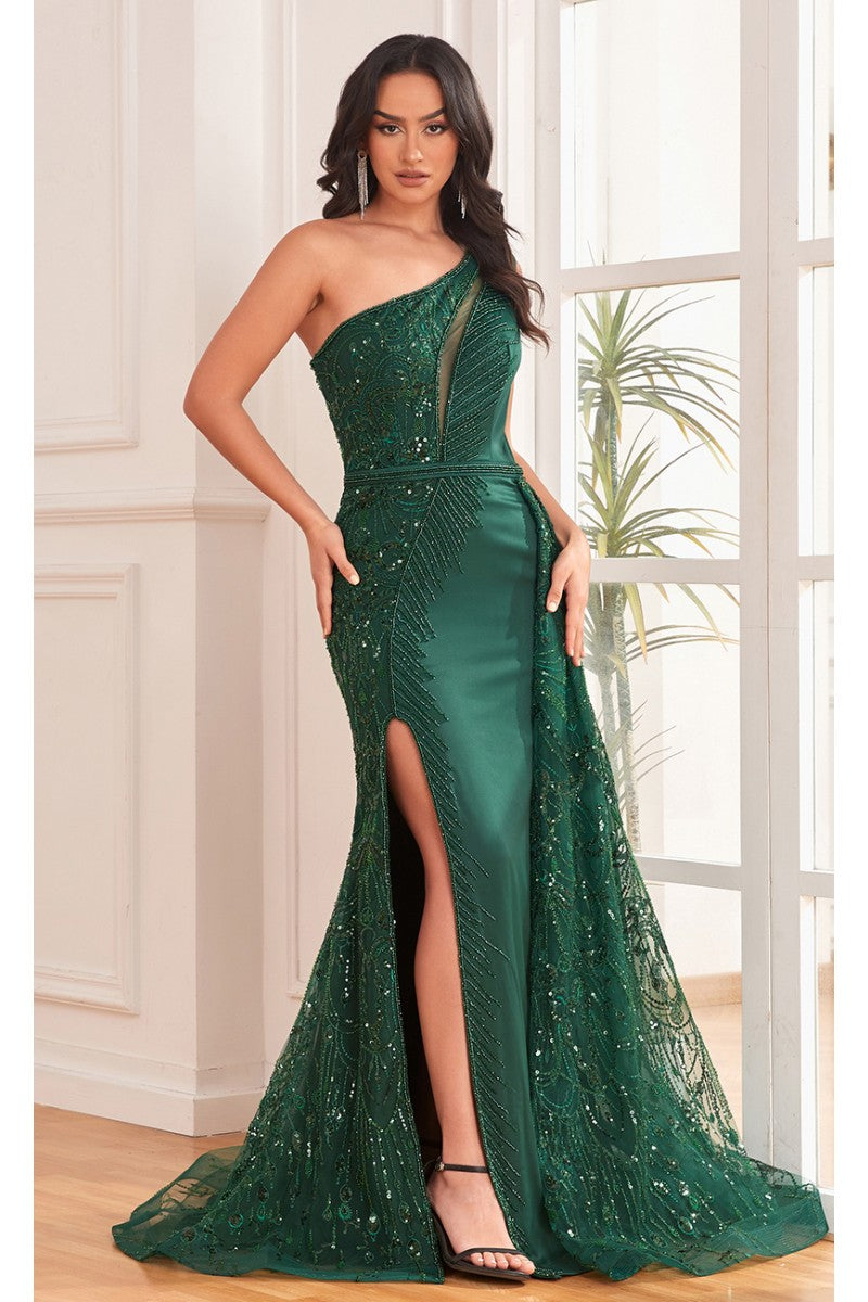 Prom Dresses Formal Beaded Long Overskirt Prom Dress Emerald
