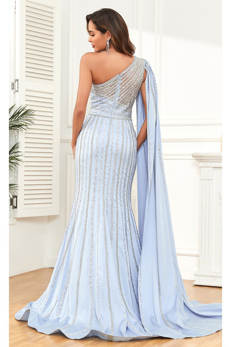 High Couture NR2301 Beaded Long Fitted Formal Glitter Evening Dress