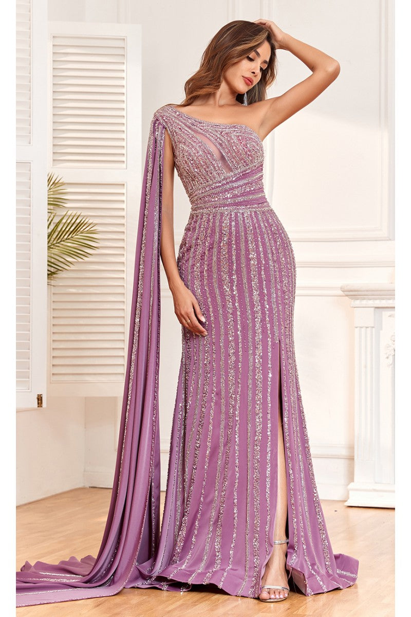 High Couture NR2301 Beaded Long Fitted Formal Glitter Evening Dress