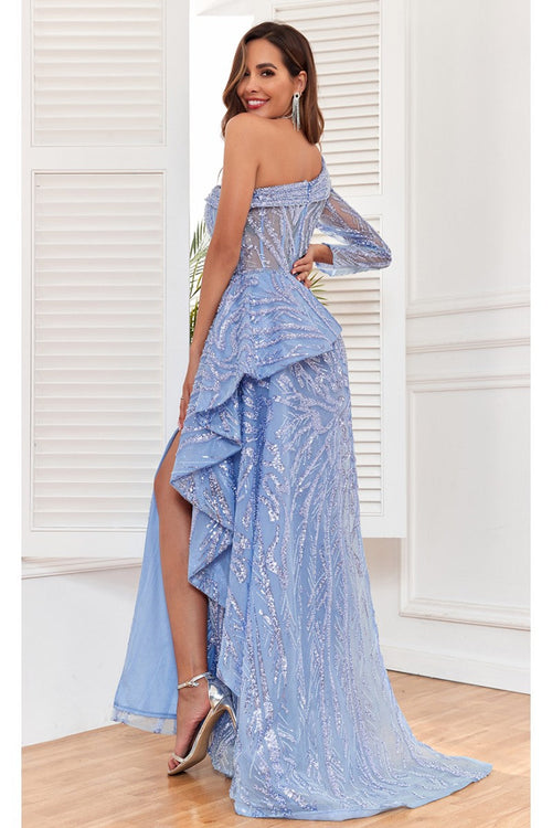 High Couture NR2302 Fitted Long Sequin Formal Evening Dress