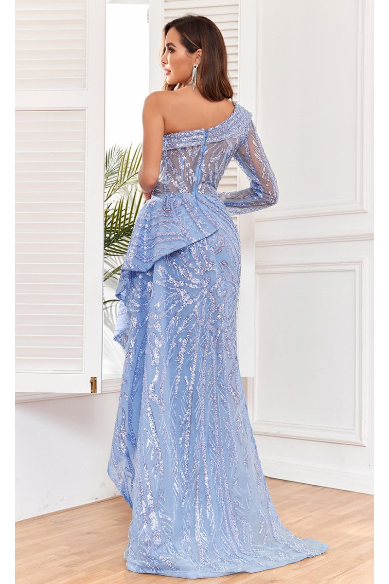 High Couture NR2302 Fitted Long Sequin Formal Evening Dress