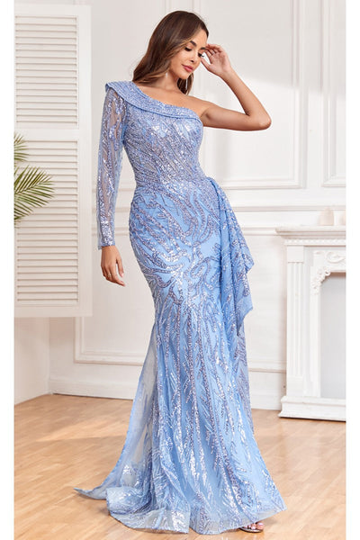 High Couture NR2302 Fitted Long Sequin Formal Evening Dress