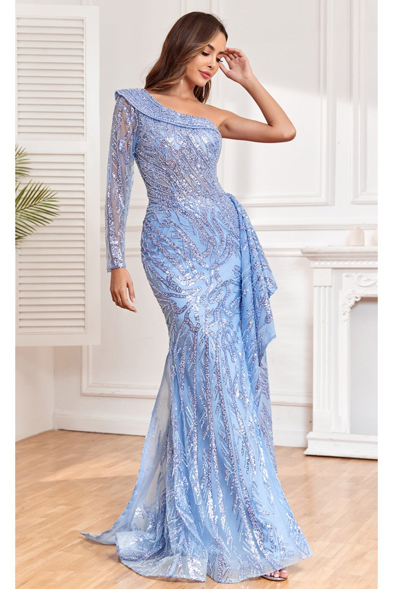 High Couture NR2302 Fitted Long Sequin Formal Evening Dress