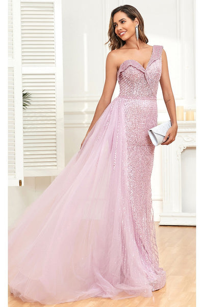 High Couture NR2303 Fitted Long Overskirt Beaded Formal Sequin Evening Dress