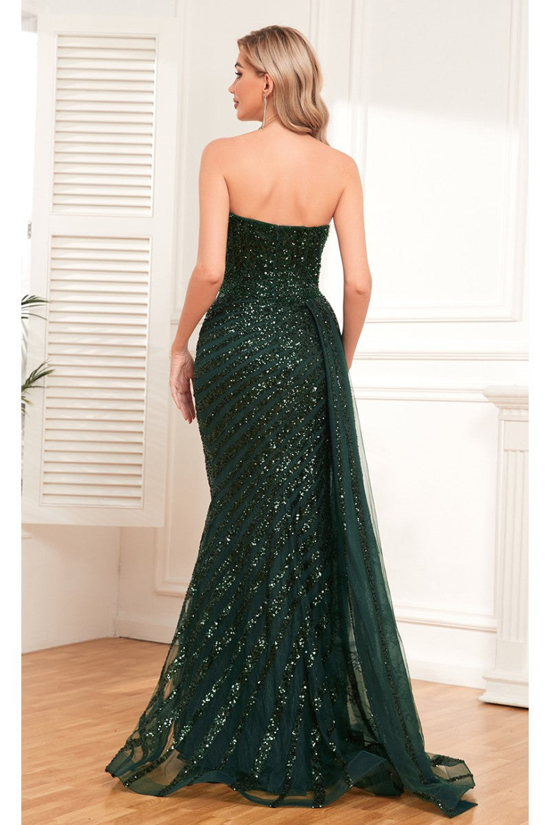 High Couture NR2304 Overskirt Long Beaded Slit Formal Prom Dress