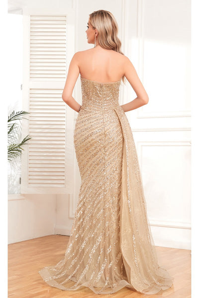 High Couture NR2304 Overskirt Long Beaded Slit Formal Prom Dress