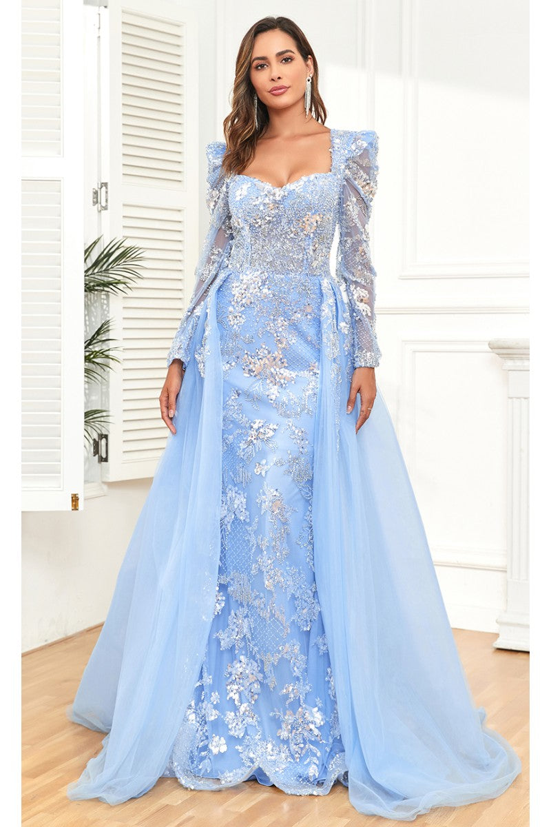 High Couture NR2312 Long Floral Lace Formal Evening Dress