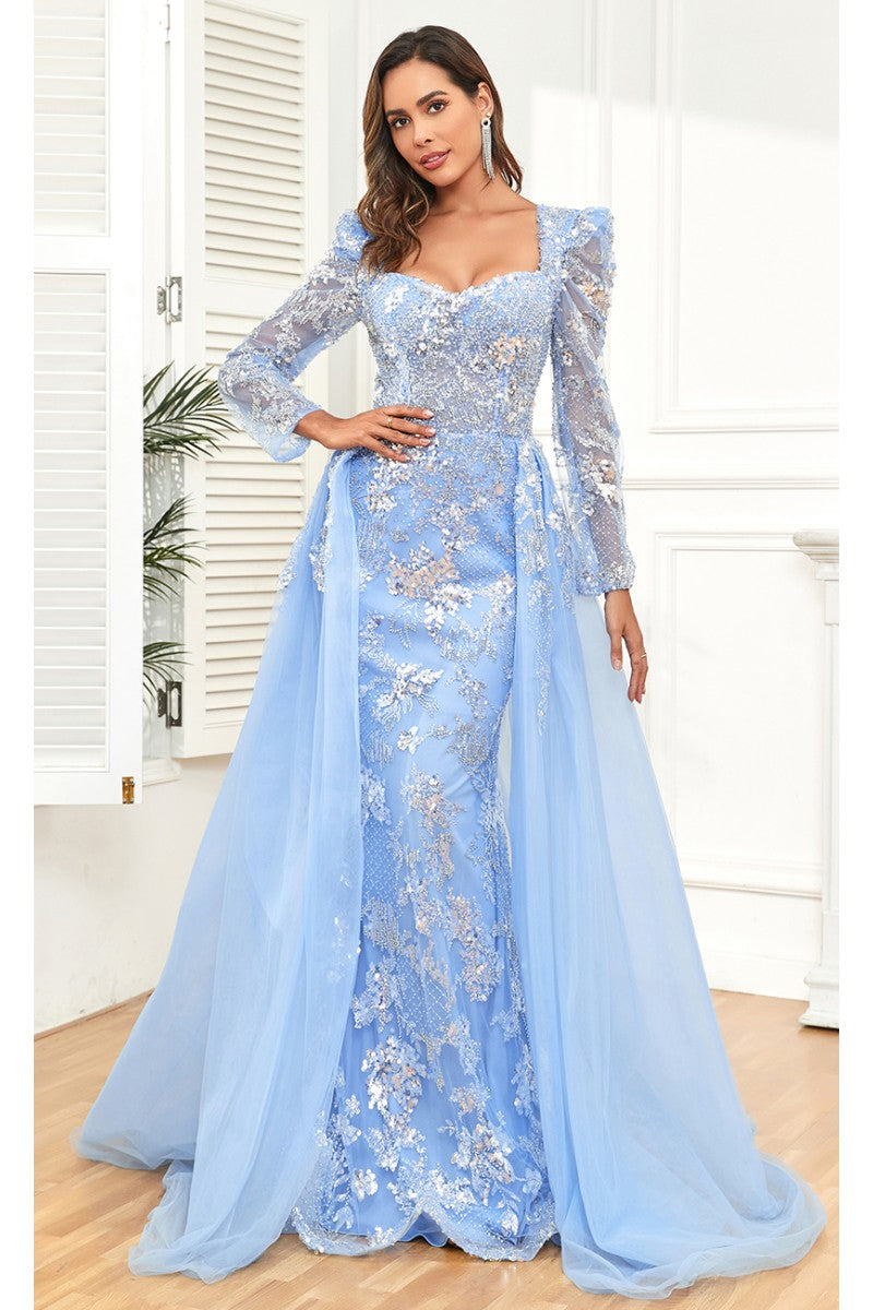 High Couture NR2312 Long Floral Lace Formal Evening Dress