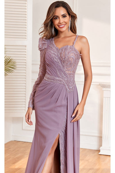 High Couture NR2313 Fitted Slit Formal Long Evening Beaded Dress