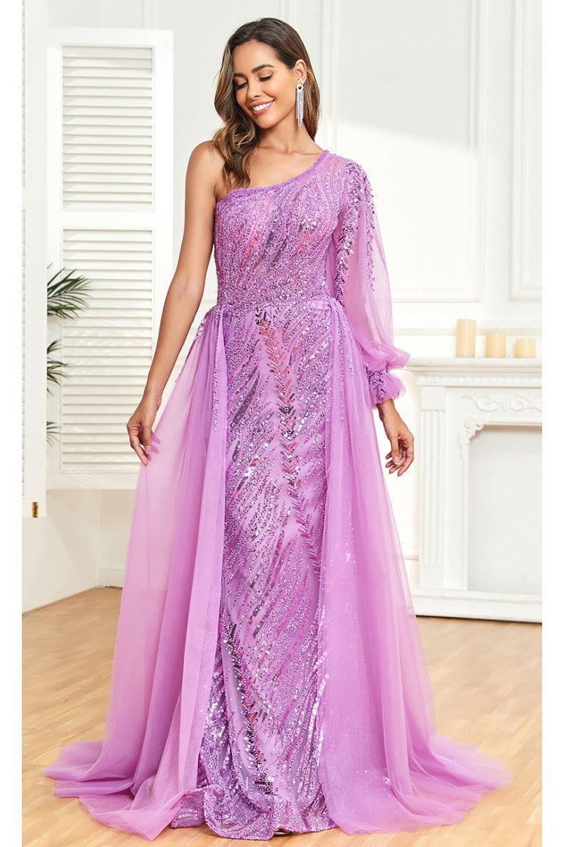 Formal Dresses Overskirt Long Formal Evening Dress Purple