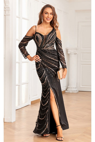 High Couture NR2338 Beaded Slit Formal Long Evening Mermaid Dress