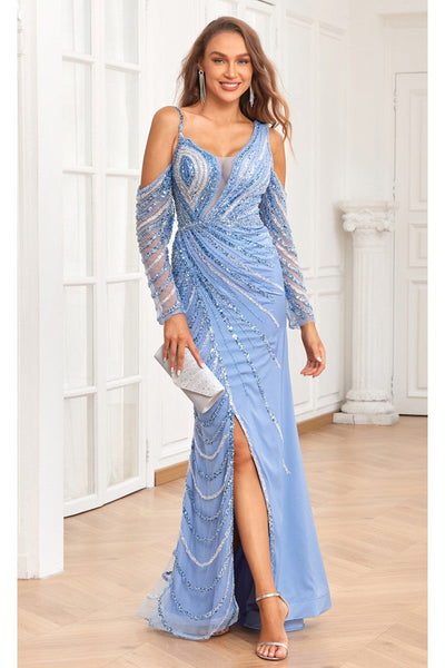 High Couture NR2338 Beaded Slit Formal Long Evening Mermaid Dress