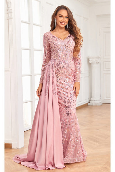 formal evening dress long Simple Long Formal Dress with Lace-Up Back 263 Rose / XSmall