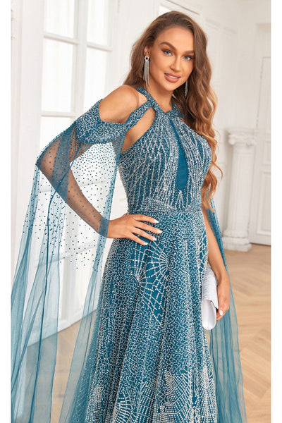 High Couture NR2340 A Line Ball Gown Long Formal Beaded Prom Dress