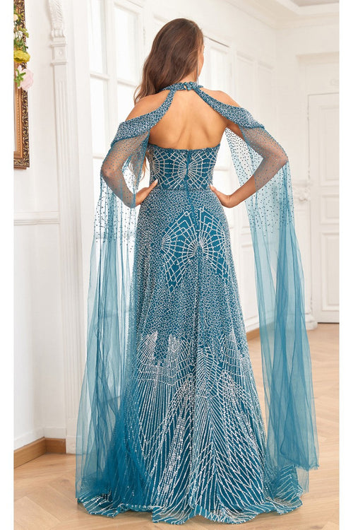 High Couture NR2340 A Line Ball Gown Long Formal Beaded Prom Dress