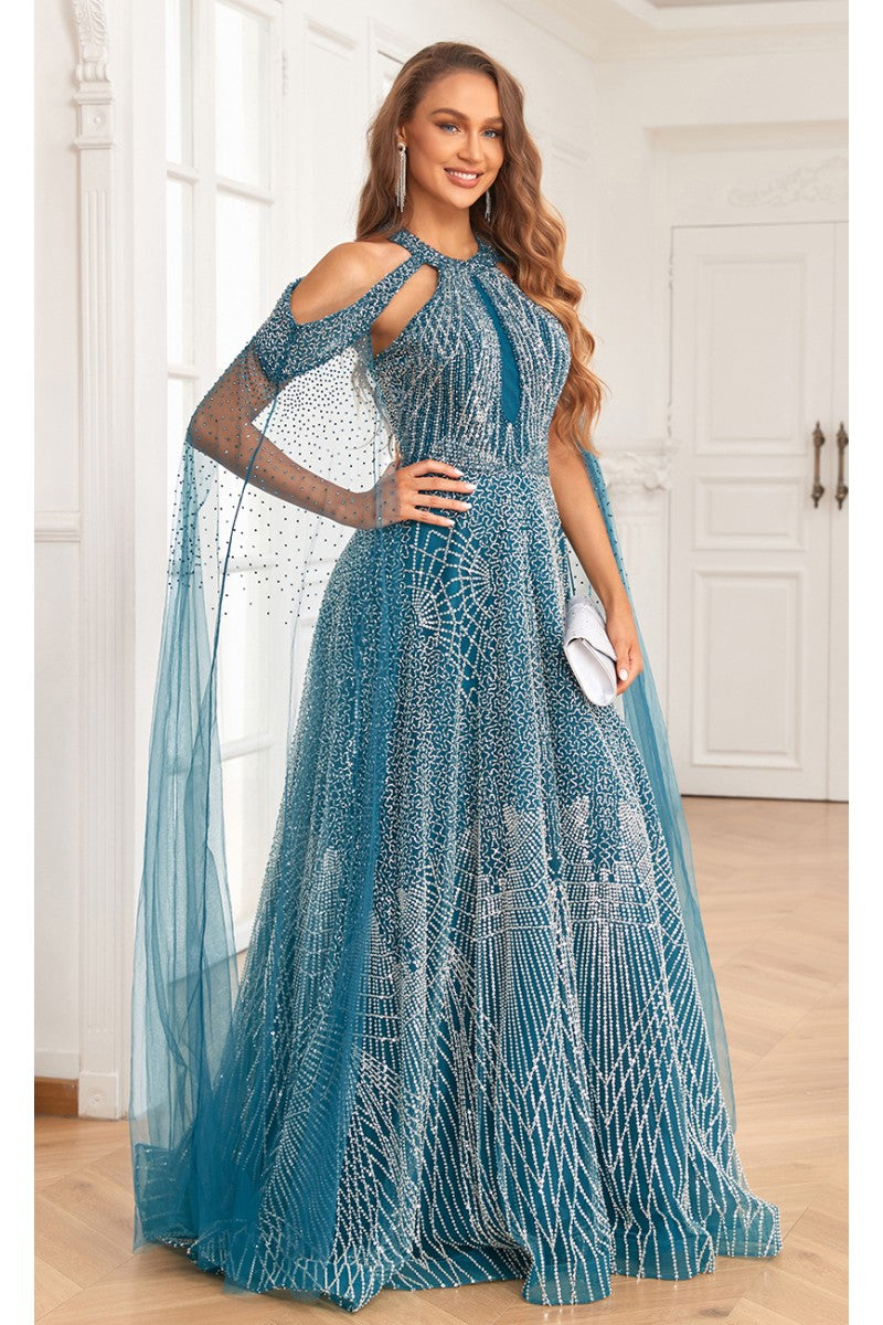 High Couture NR2340 A Line Ball Gown Long Formal Beaded Prom Dress