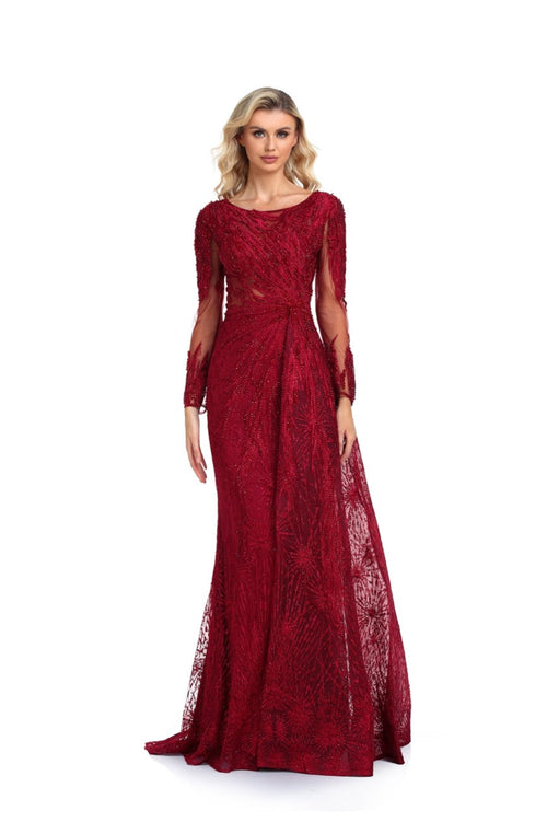 High Couture NR6302 Long Beaded Formal Evening Overskirt Dress