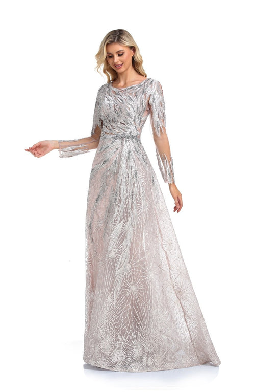 High Couture NR6302 Long Beaded Formal Evening Overskirt Dress