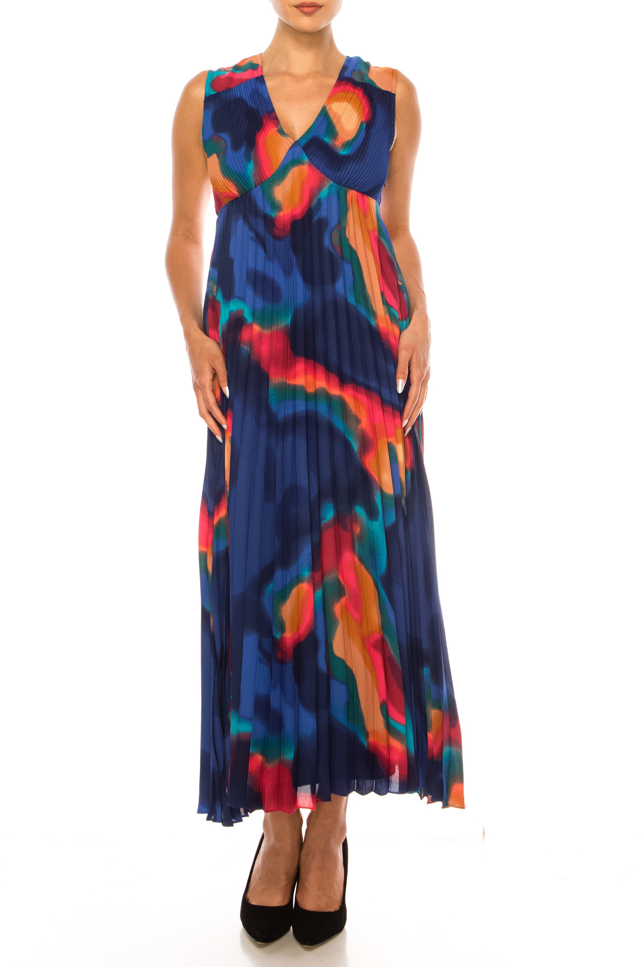 Nicole Miller Accordion Pleated Midi Dress
