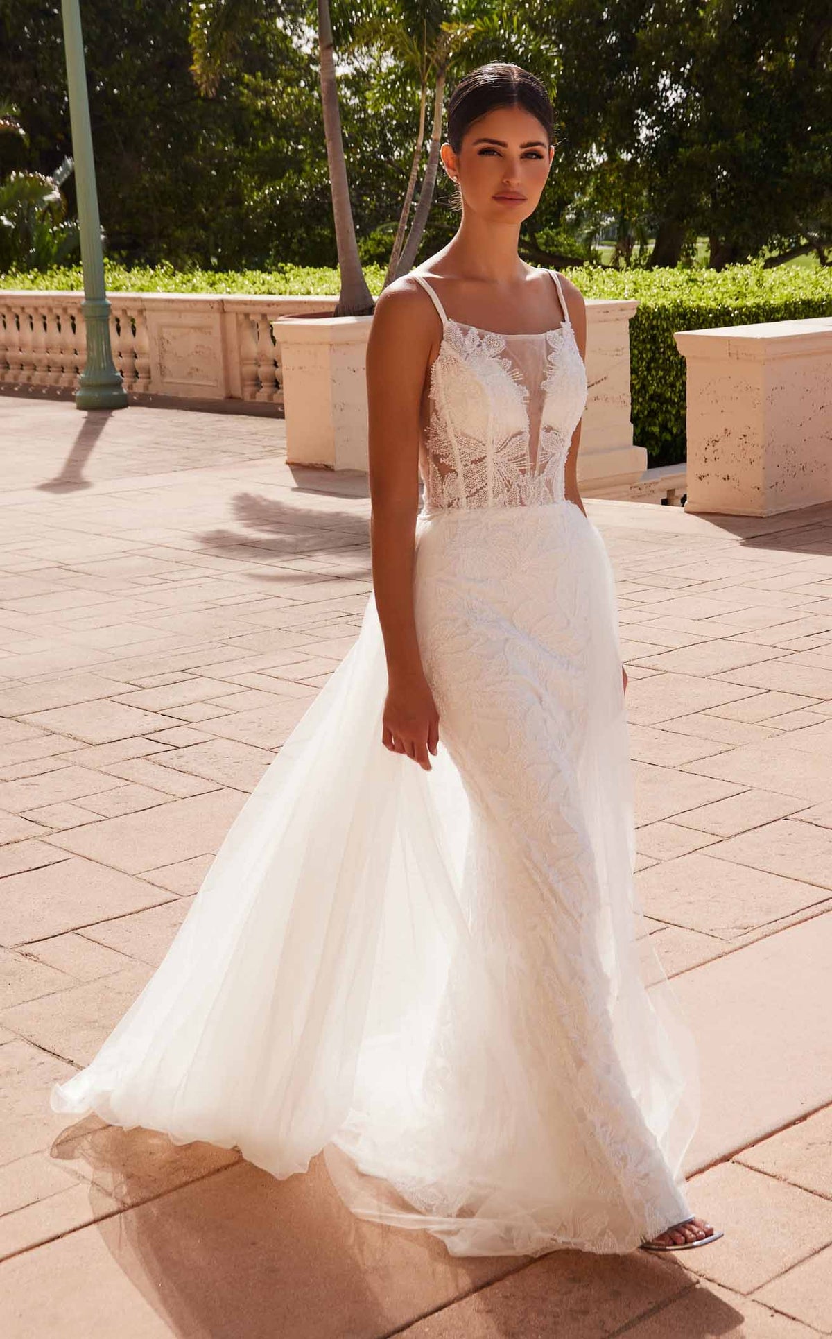 Nox Anabel C1628W Scoop Neck Jersey Column Long Wedding Dress