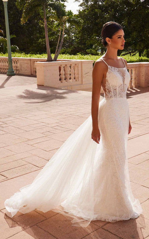 Nox Anabel C1628W Scoop Neck Jersey Column Long Wedding Dress