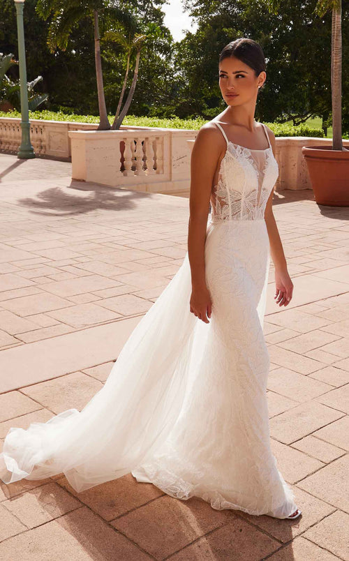 Nox Anabel C1628W Scoop Neck Jersey Column Long Wedding Dress