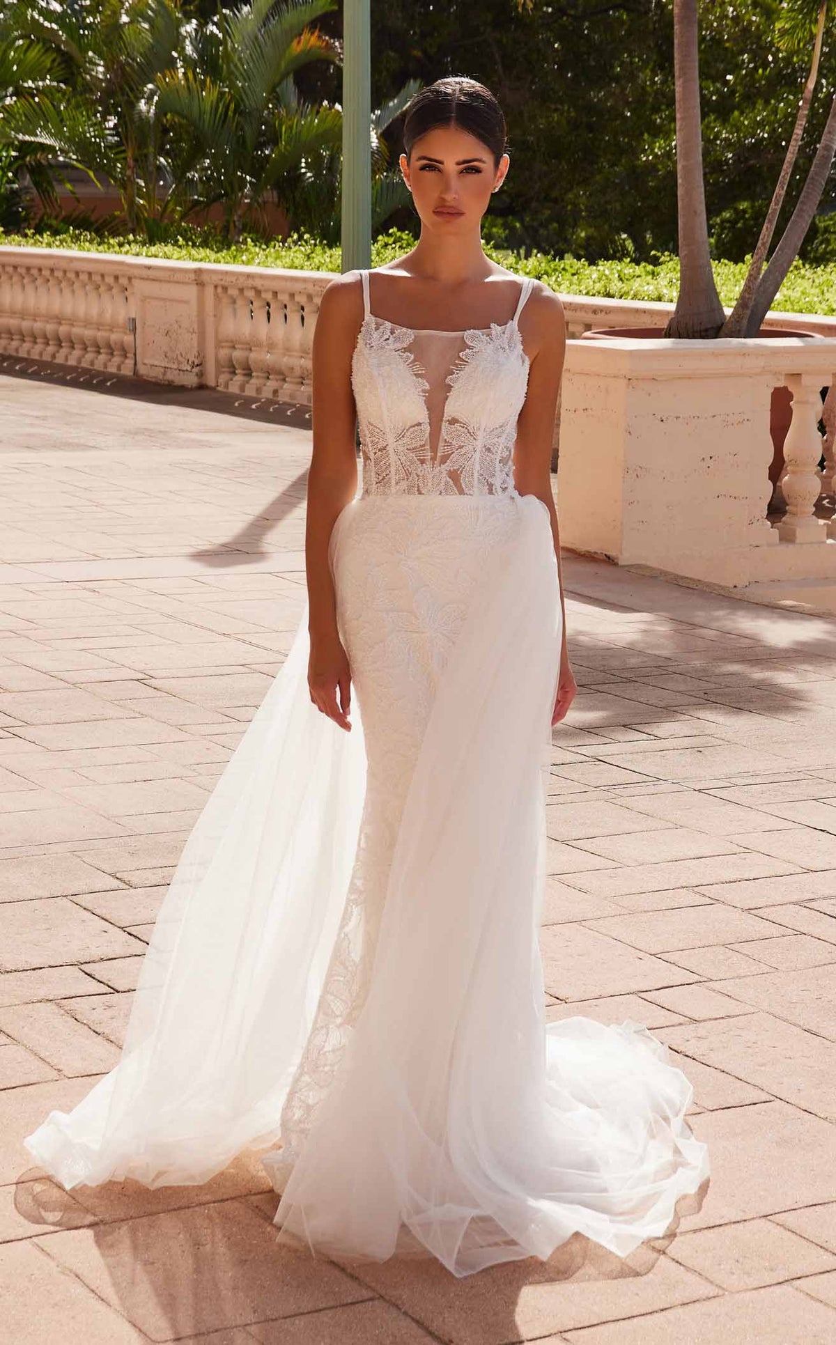 Nox Anabel C1628W Scoop Neck Jersey Column Long Wedding Dress