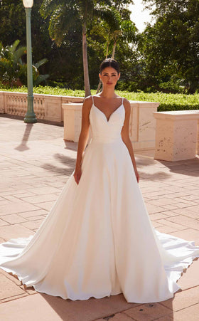 Nox Anabel JE1015 Strapless Satin Fitted Long Wedding Dress