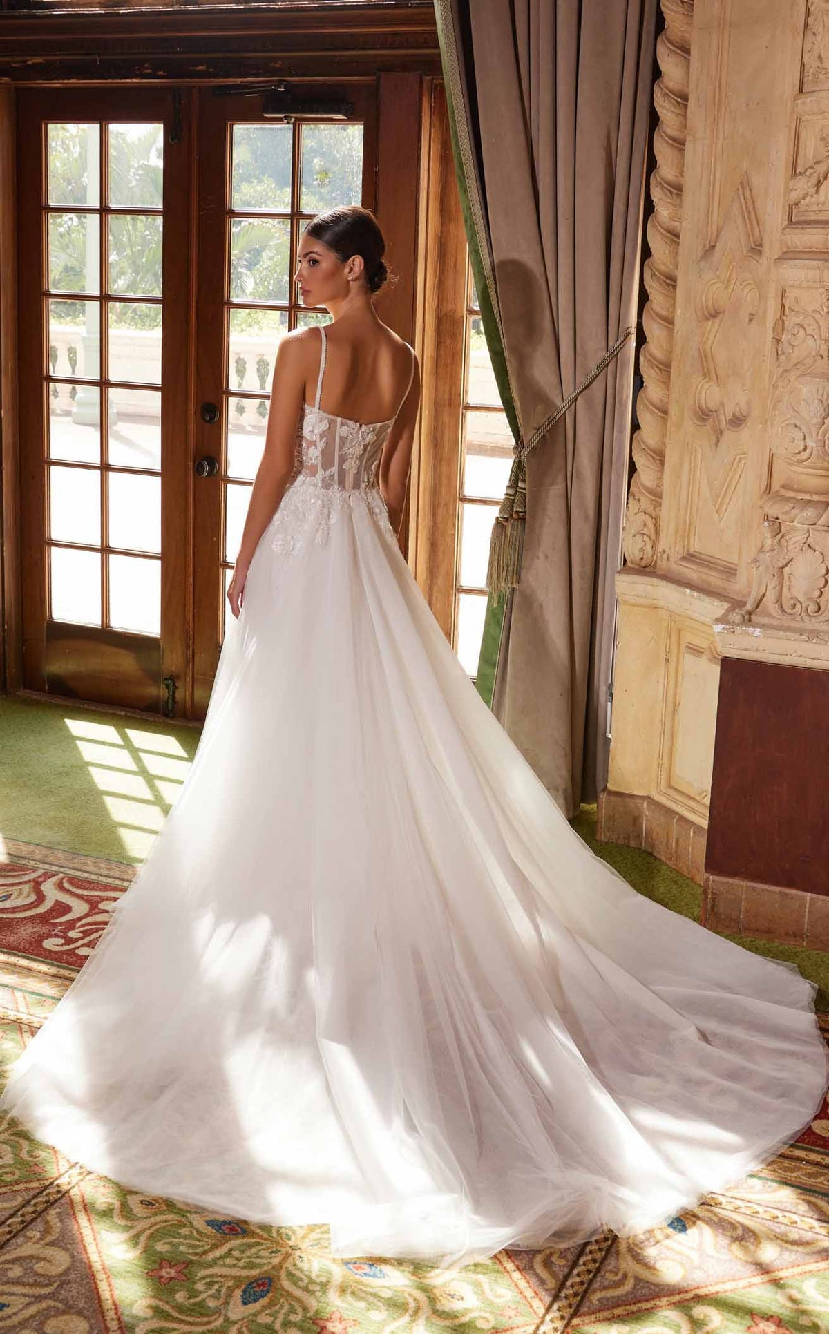 Nox Anabel JE1021 V-Neck Applique A-Line Long Wedding Dress
