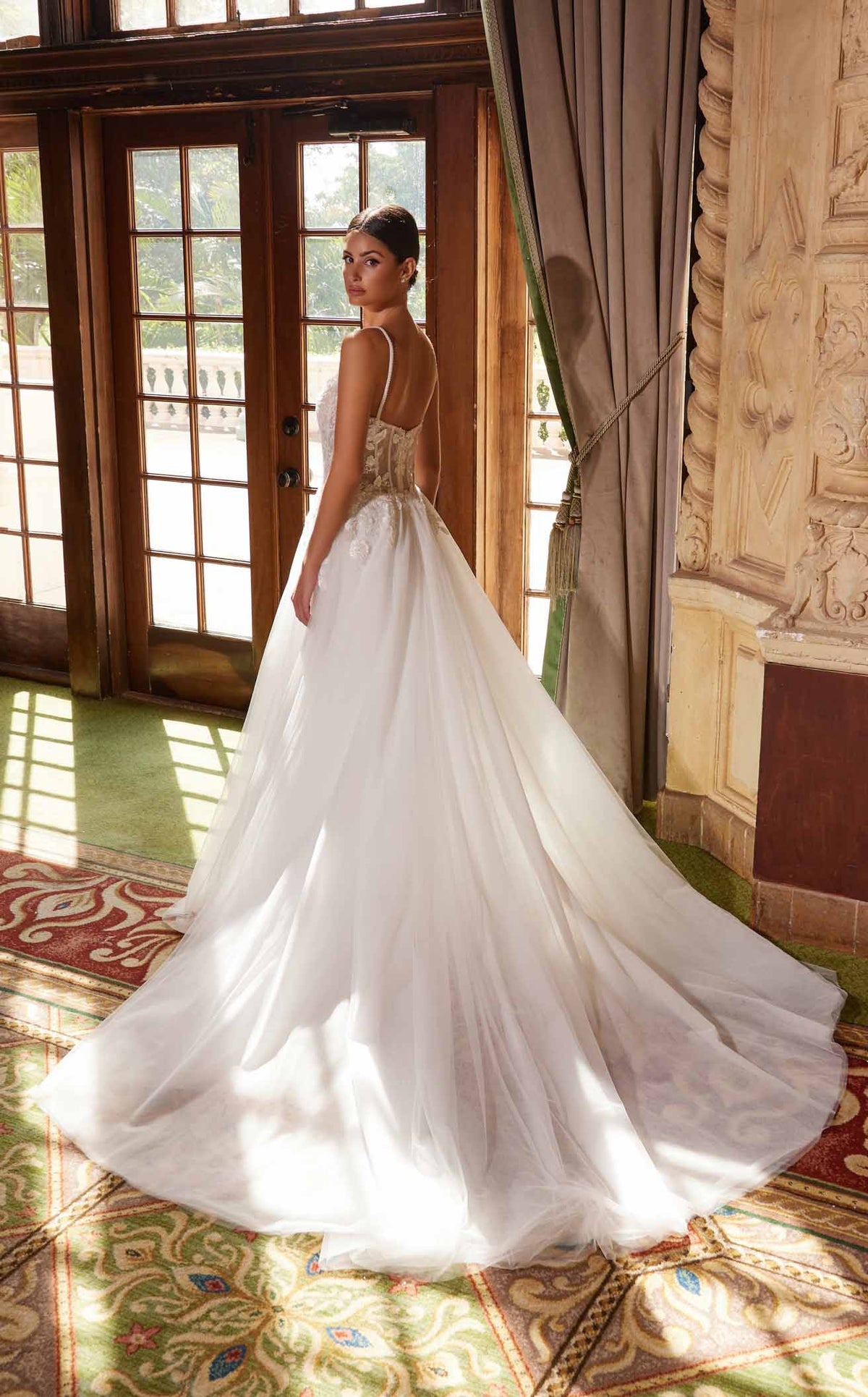 Nox Anabel JE1021 V-Neck Applique A-Line Long Wedding Dress