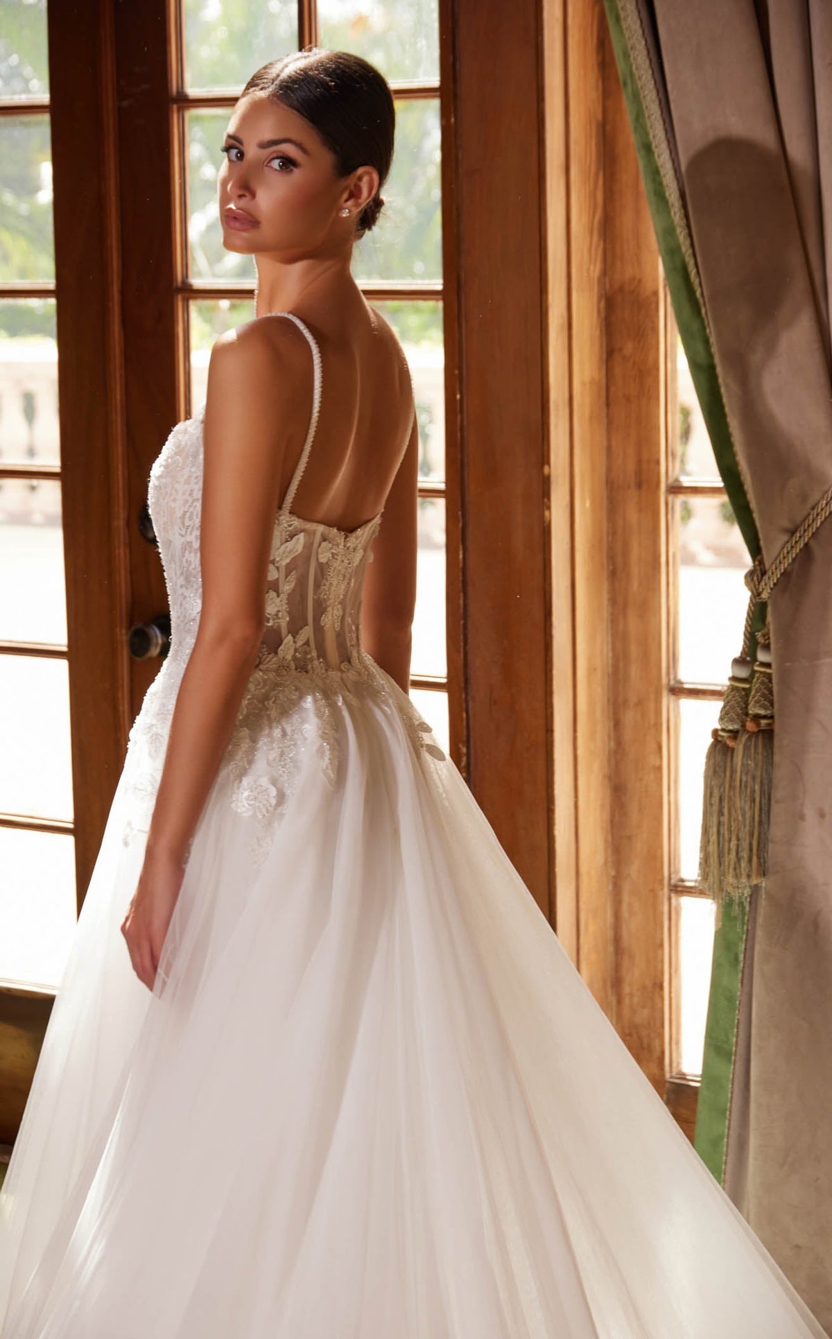 Nox Anabel JE1021 V-Neck Applique A-Line Long Wedding Dress