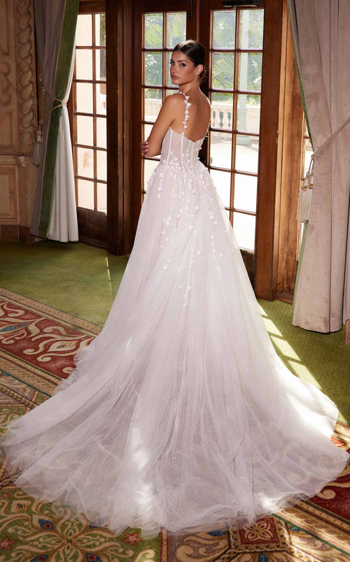 Nox Anabel JE1026L V-Neck Applique A-Line Long Corset Wedding Dress