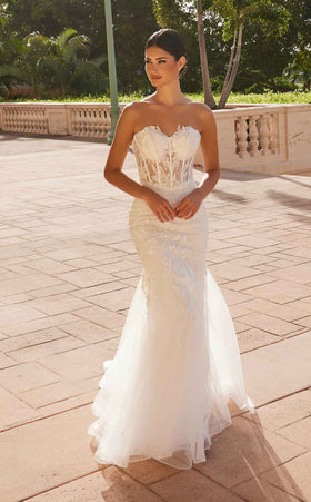 Nox Anabel JQ1038 Sweetheart Tulle Sheath Long Wedding Dress