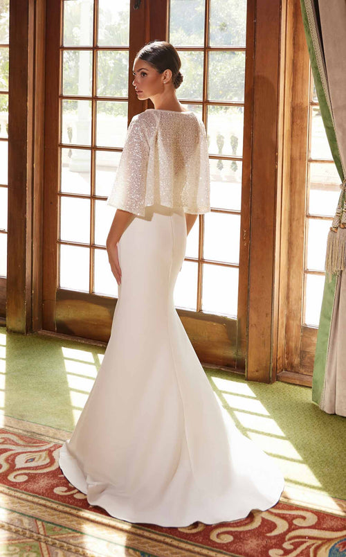 Nox Anabel JW1030 V-Neck Satin Mermaid Long Wedding Dress