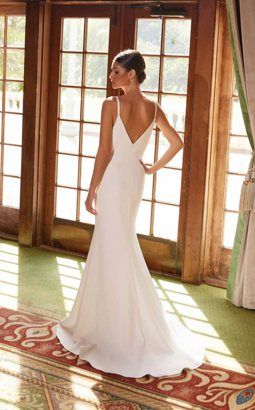 Nox Anabel JW1030 V-Neck Satin Mermaid Long Wedding Dress