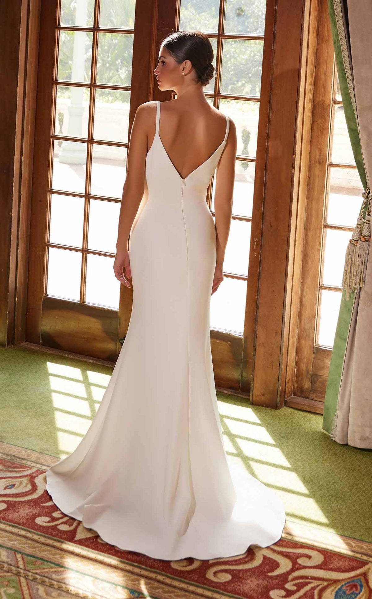Nox Anabel JW1030 V-Neck Satin Mermaid Long Wedding Dress