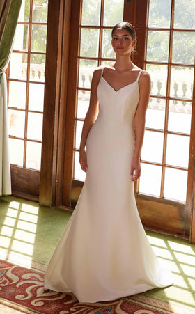 Nox Anabel JW1030 V-Neck Satin Mermaid Long Wedding Dress