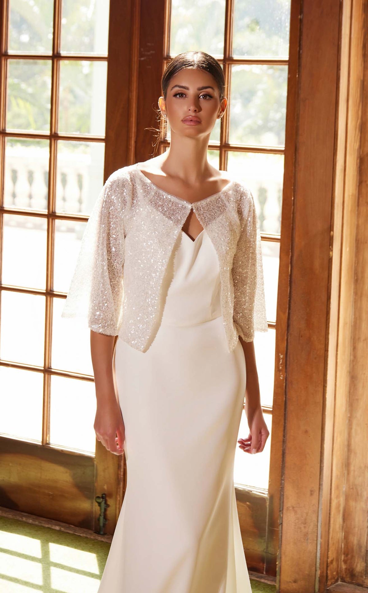 Nox Anabel JW1030 V-Neck Satin Mermaid Long Wedding Dress