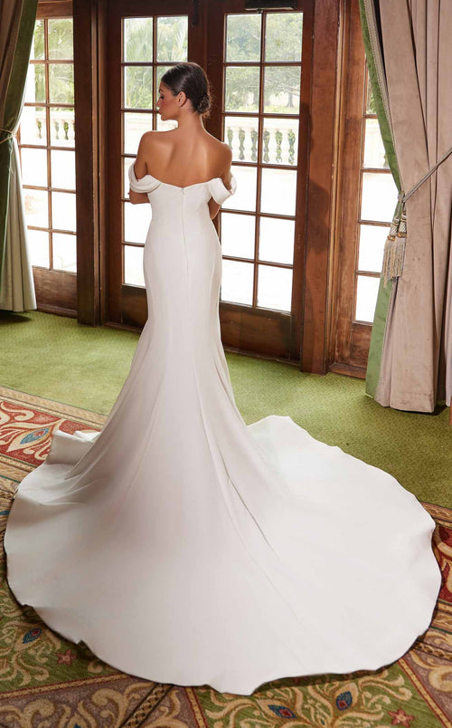 Nox Anabel JW1032 Off the Shoulder Satin Mermaid Long Wedding Dress