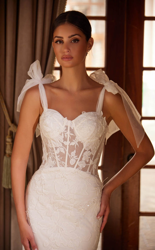 Nox Anabel JW1033L Sweetheart Tulle Mermaid Long Wedding Dress