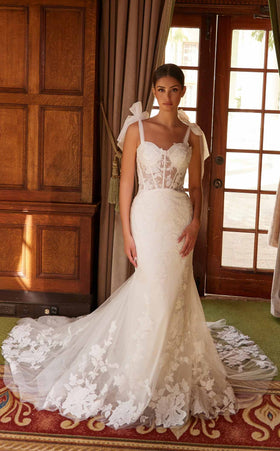 Nox Anabel JW1033L Sweetheart Tulle Mermaid Long Wedding Dress