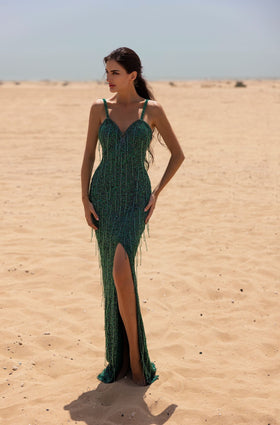 Chic and Holland AN330036 Sleeveless Evening Gown with Slit