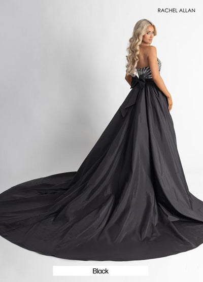 Beaded Sequin Sheath Prom Formal Gown with Taffeta Overskirt by Rachel Allan OVL1000