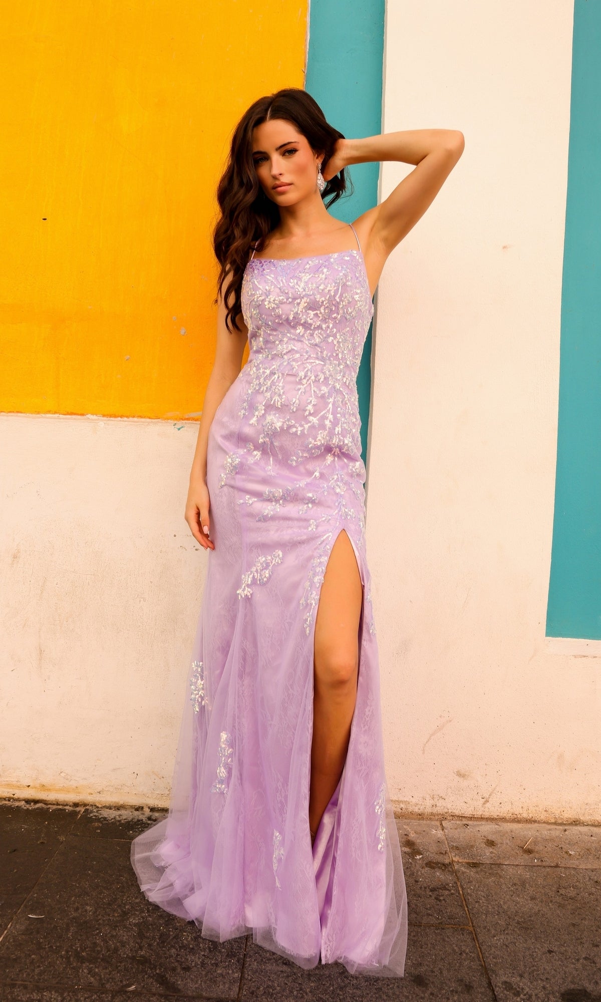 Floral Sequin Lace Prom Dress P1401 – Floor Length Style