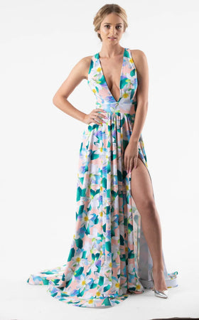 Jessica Angel JAP385 Sleeveless A-Line High Slit Court Train Jersey Dress