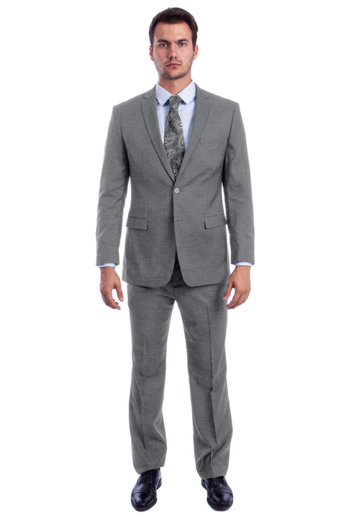 Traje de verano para hombre de lino con corte moderno y dos botones en gris claro